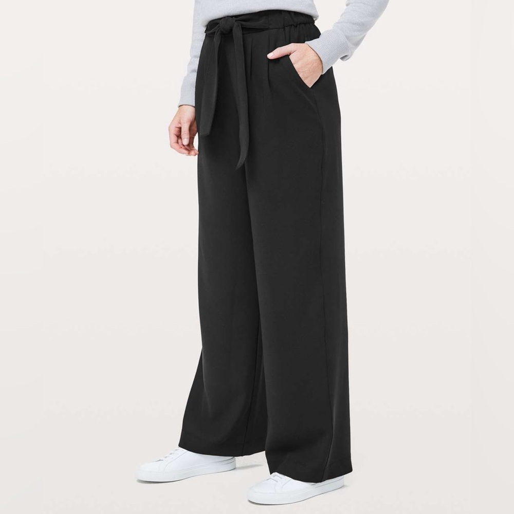 Lululemon Noir Career Wide Leg Tie Waist Black Pant